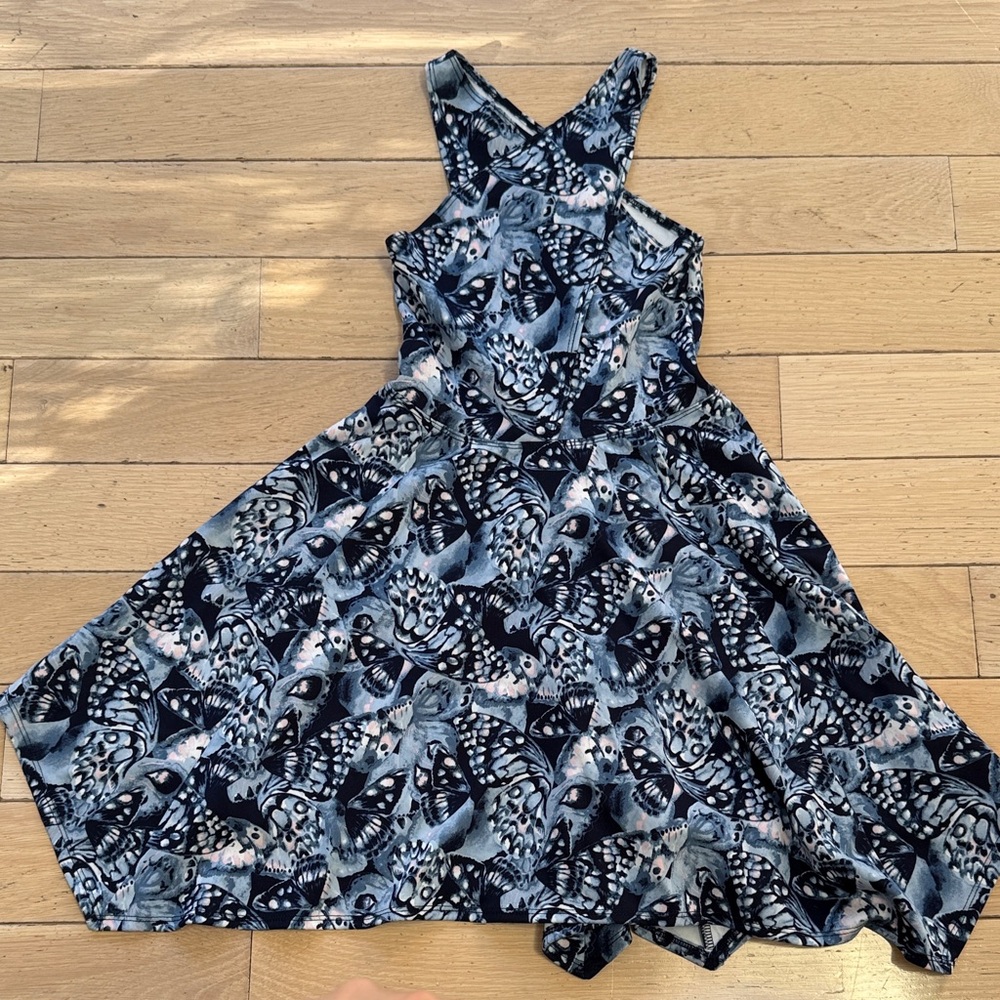 Abercrombie Kids Blue and White Butterfly Patterned Dress